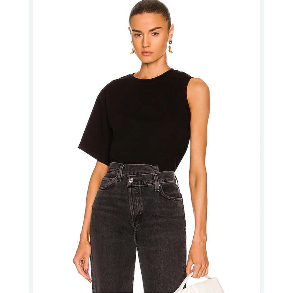 NWOT AGOLDE Della asymmetric T shirt single sleeve short sleeve black XS
